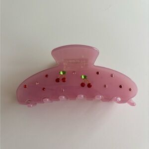 Pink Cherry Rhinestone Hair Claw Clip